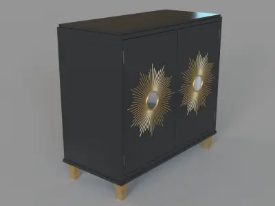 Starburst Two Door Cabinet Navy Gold 3D model
