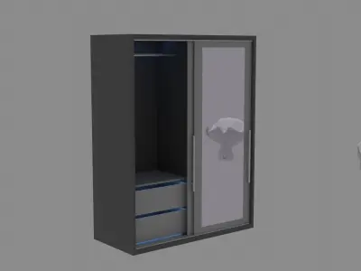 Wardrobe with drawers Free 3D model