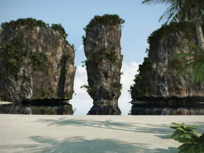 Thai Beach Island Scene 3D model