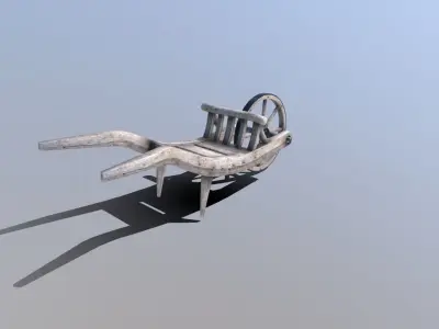 Medieval Wheelbarrow Low-poly 3D model