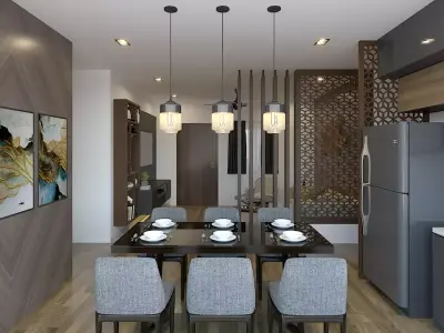 Living And Dining Interior Design - 4 3D model