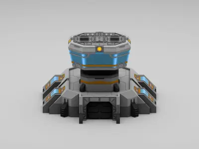 Sci-Fi Military Building - Gate Control Low-poly 3D model