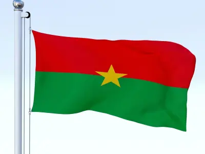 Animated Burkina Faso Flag Low-poly 3D model