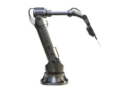 Industrial Robotic Arm with Rigged and Animated Low-poly 3D model