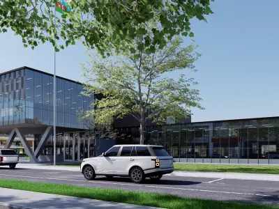 Gallery modern art building Low-poly 3D model