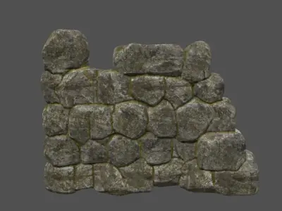 wall set 1 stone Low-poly 3D model