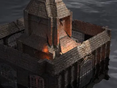 Lizard Town Hall Walls Kitbash 3 3D model