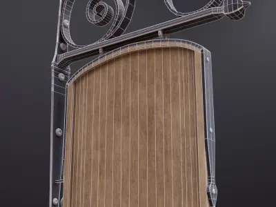 Signboard 3 wrought iron sign Low-poly 3D model