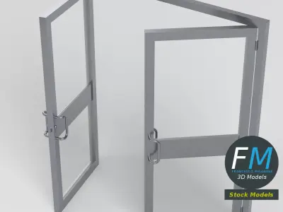 Double storefront glass swing door 3D model