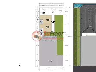 House 11x27m code 618 - Sketchup 3D model 3D model 3D model