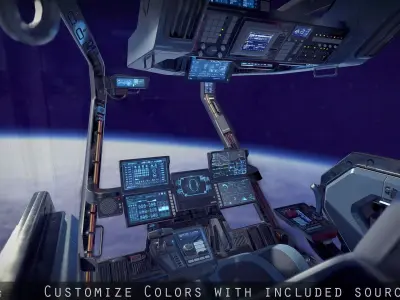 Sci Fi Fighter Cockpit 4 Low-poly 3D model