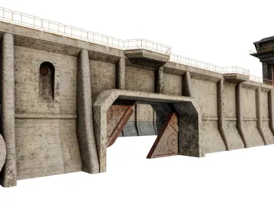 Giant Defence Wall Pack   Low-poly 3D model