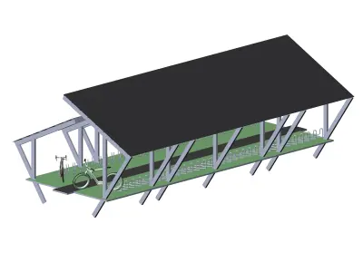 Covered bike parking  Low-poly 3D model