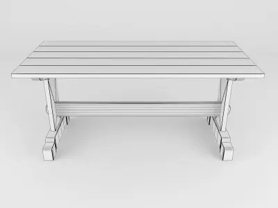 Wooden table for garden 3D model