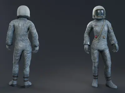 Male and female Space suit rigged Low-poly 3D model