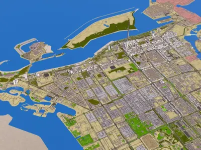 ABU DHABI 3D MODEL DEC 2020 Low-poly 3D model