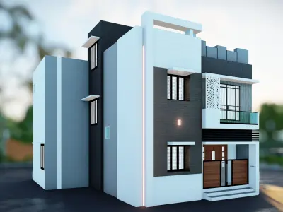 3 Stunning House Elevation 3D Models for Your Dream Home 3D model