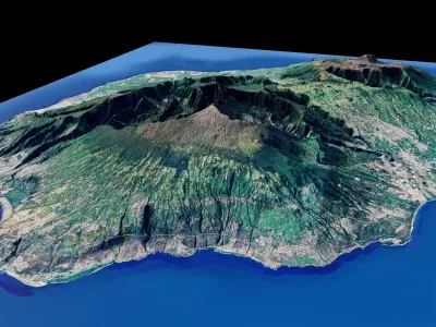 Reunion island full 3d model terrain 3D model