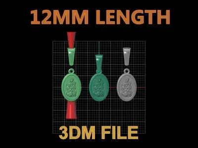 Oval Antique Mother Mary Pendant 12mm Length 3D print model