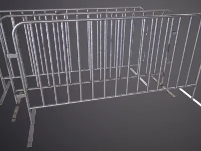 Metall crowd control barrier  Low-poly 3D model