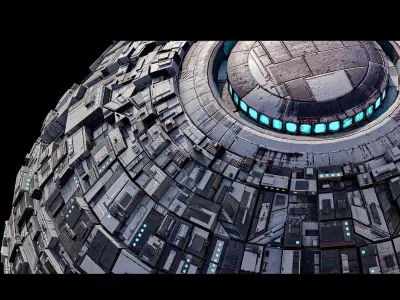 Sci-Fi Base SemiSphere Sphere Hemisphere Lowpoly Low-poly 3D model