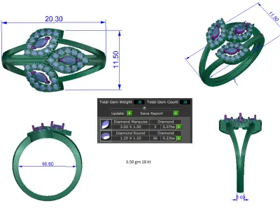 Women Ring  Render 3dm STL OBJ FBX Details 3D print model 231