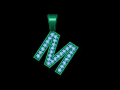 Pendant M with letter 3D print model
