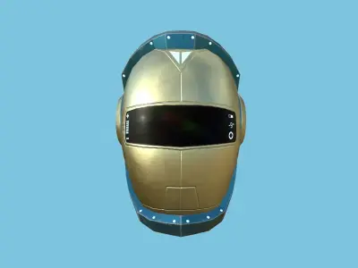 SciFi Helmet 05 - Blue Gold Iron - Character Design Fashion Low-poly 3D model