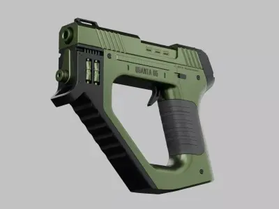 Quanta 05 SciFi Concept Futuristic Handgun Green Color 3D model