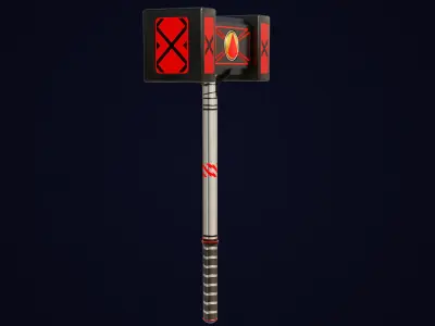 Sci-Fi Battle Hammer 01 All PBR Unity UE V-Ray Textures Included Low-poly 3D model