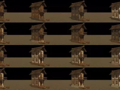 Medieval house Mega collection 3 3D Model Pack