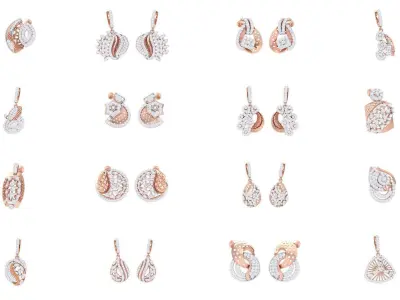 50 High Jewelry Earrings 3dm stl 3dm stl obj mtl 3mf details 3D Model Pack