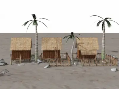 Realstic Villege Hut s Low-poly 3D model