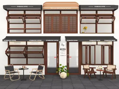 Coffee shop Low-poly 3D model