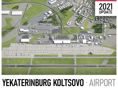 Yekaterinburg Koltsovo Airport Low-poly 3D model