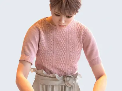 Posed Asian Casual Woman - 5 Pack 4 - C1-F4K 3D model