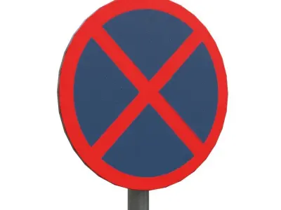 No stopping or standing SignBoard Low-poly 3D model