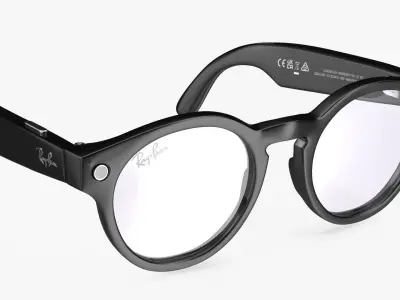Ray Ban Stories Round Smart Glasses Black Clear 3D model