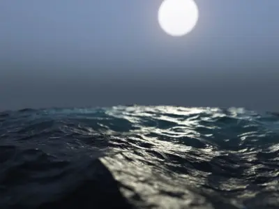 ocean realistic sun Low-poly 3D model