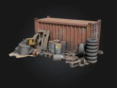 Container and Clutter  Realistic Storage and Debris Set 3D model