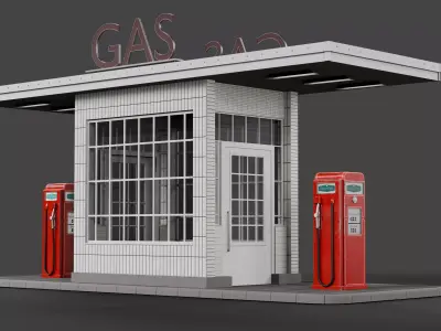 Retro gas station 3D model
