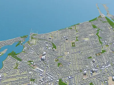 Saint Catharines Ontario Canada 25km Low-poly 3D model