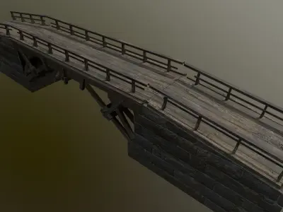 Medieval Bridge Low-poly 3D model