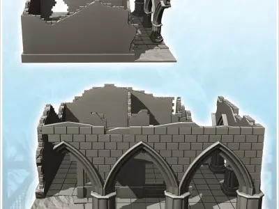 Ruined building with external courtyard with arches 21 - Modern  3D print model