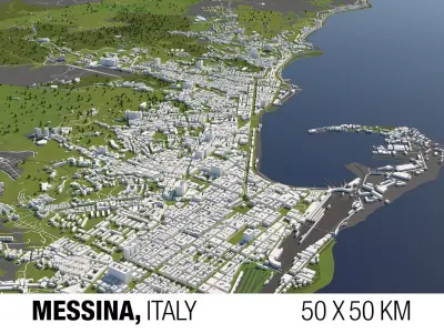 Messina Italy 50x50km City Map 3D Model 3D model