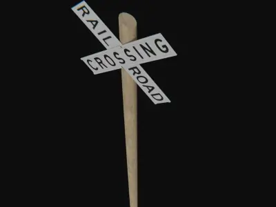 Railway-crossing roadsign Low-poly 3D model