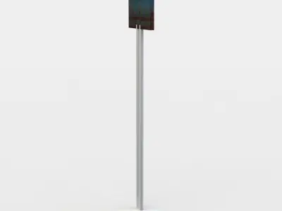 Panel metal pole with electronic device Low-poly 3D model