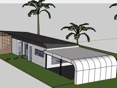 modern house with cars 3D print model