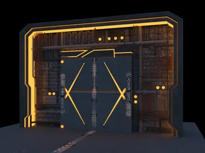 Futuristic animated door 3D model