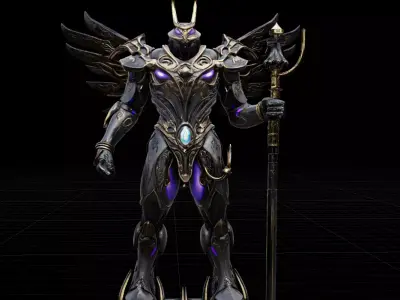 Ancient Mecha Guardian  Ornate Armor Robot for Fantasy Sci-Fi Low-poly 3D model